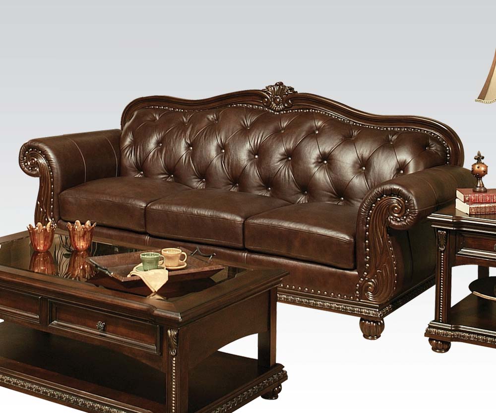 acme anondale leather sofa set