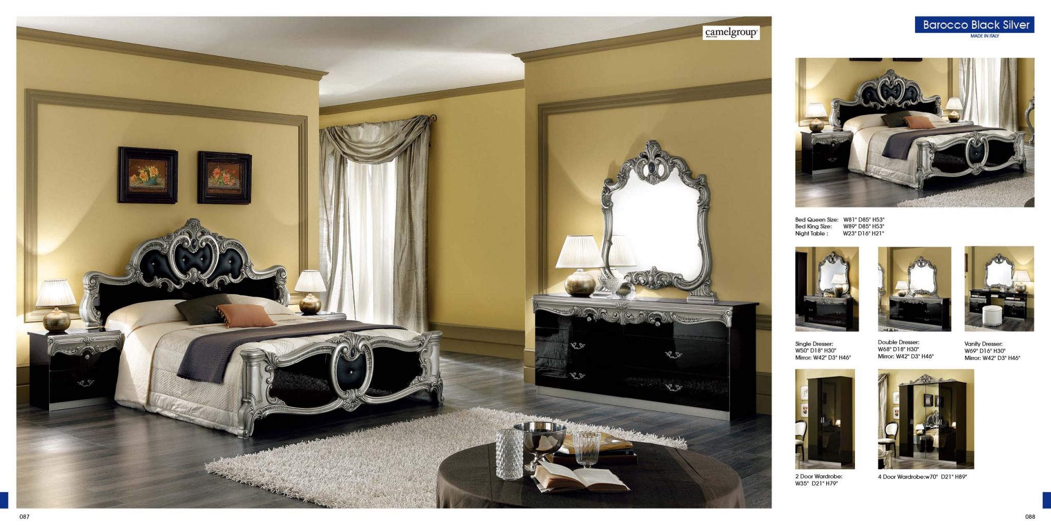 ESF Furniture Barocco Black-Silver Bedroom Set