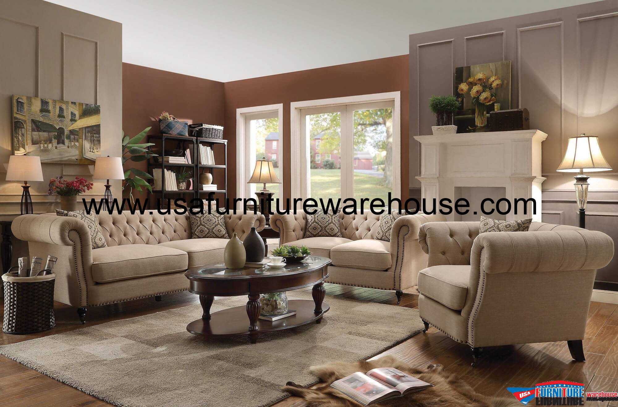 3 Piece Coaster Trivellato ButtonTufted Sofa Set