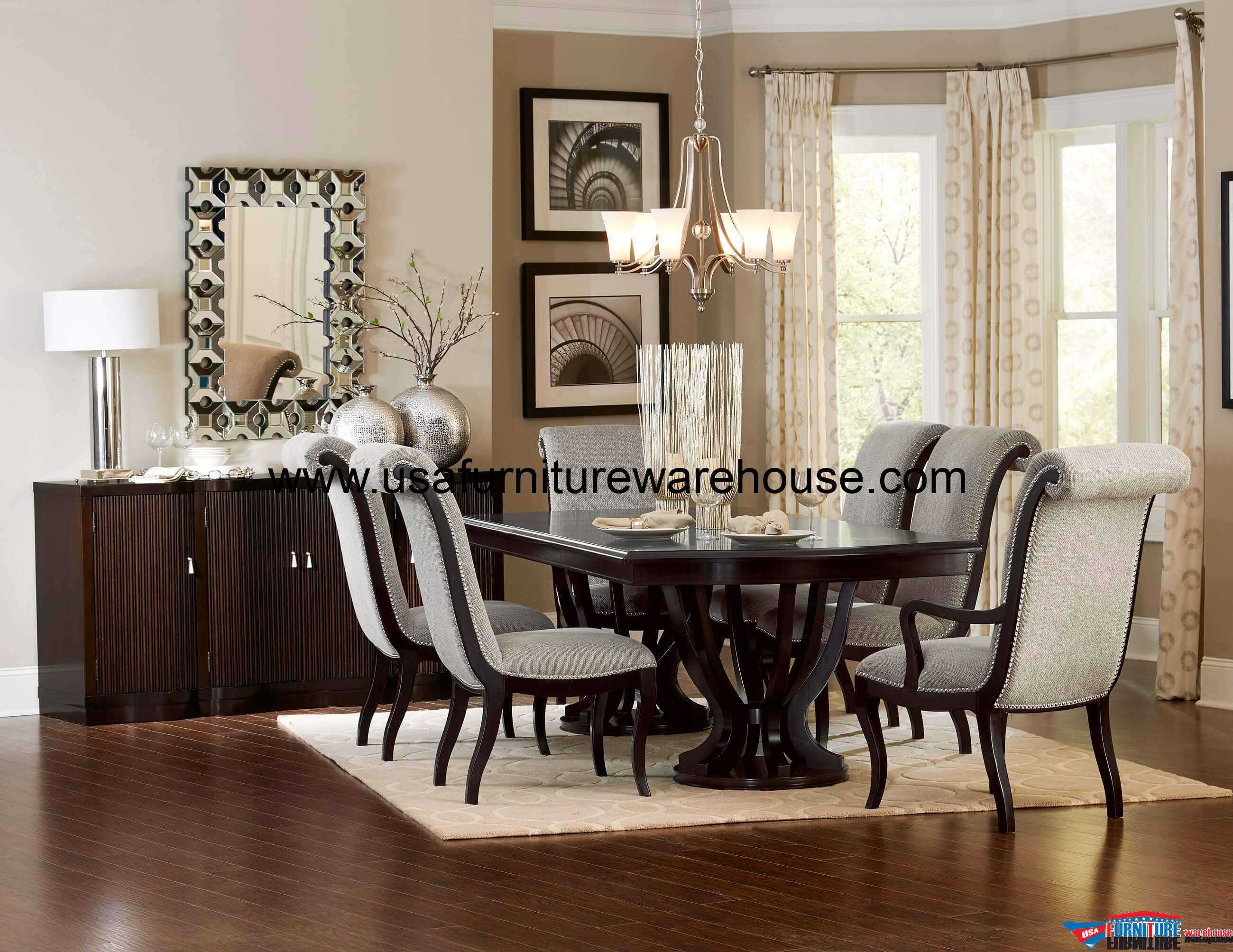 Valentina Luxury Dining Arm Chair Beige-Gold Leaf - Set of 2 - USA  Warehouse Furniture