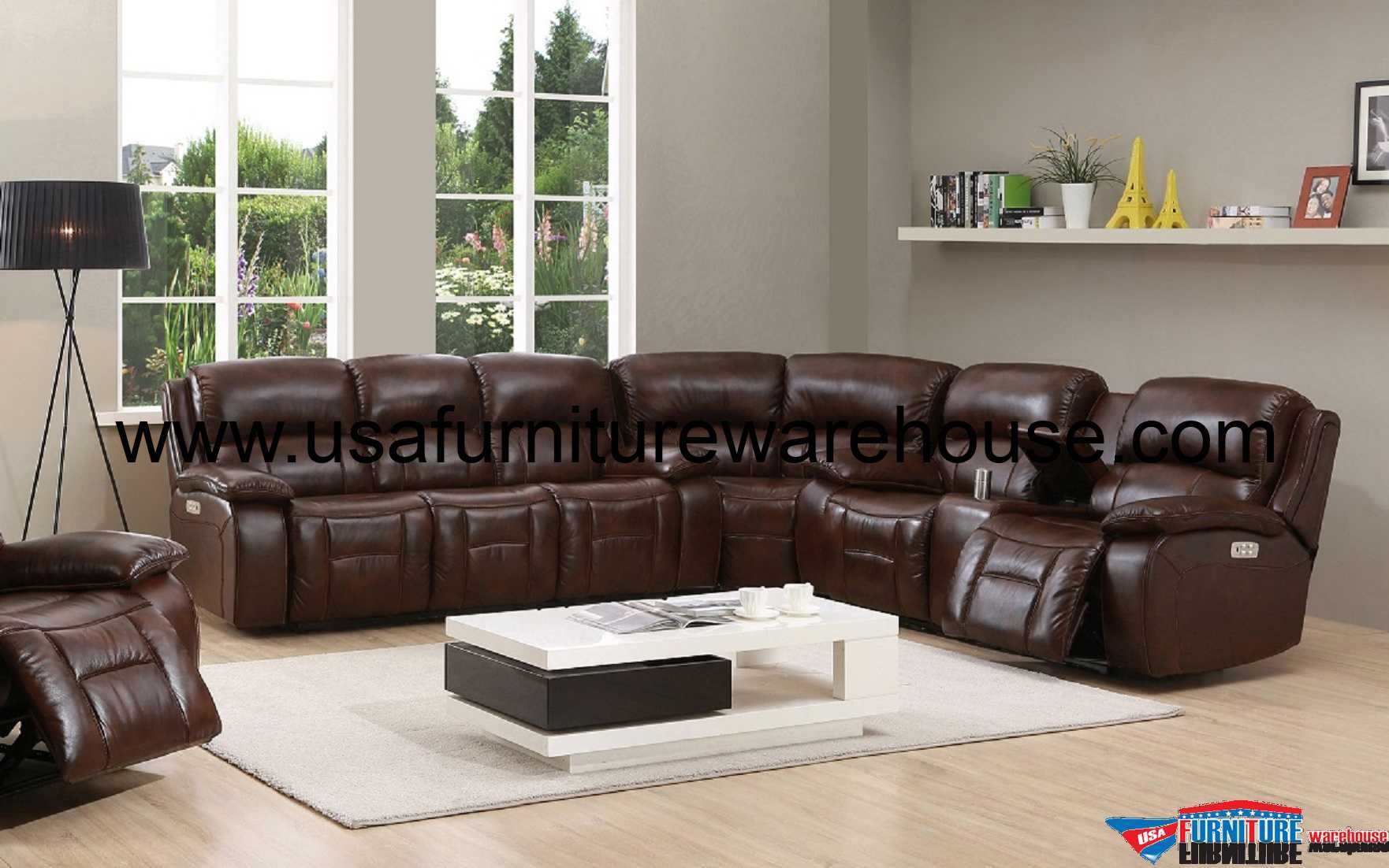 genuine leather living room sectional