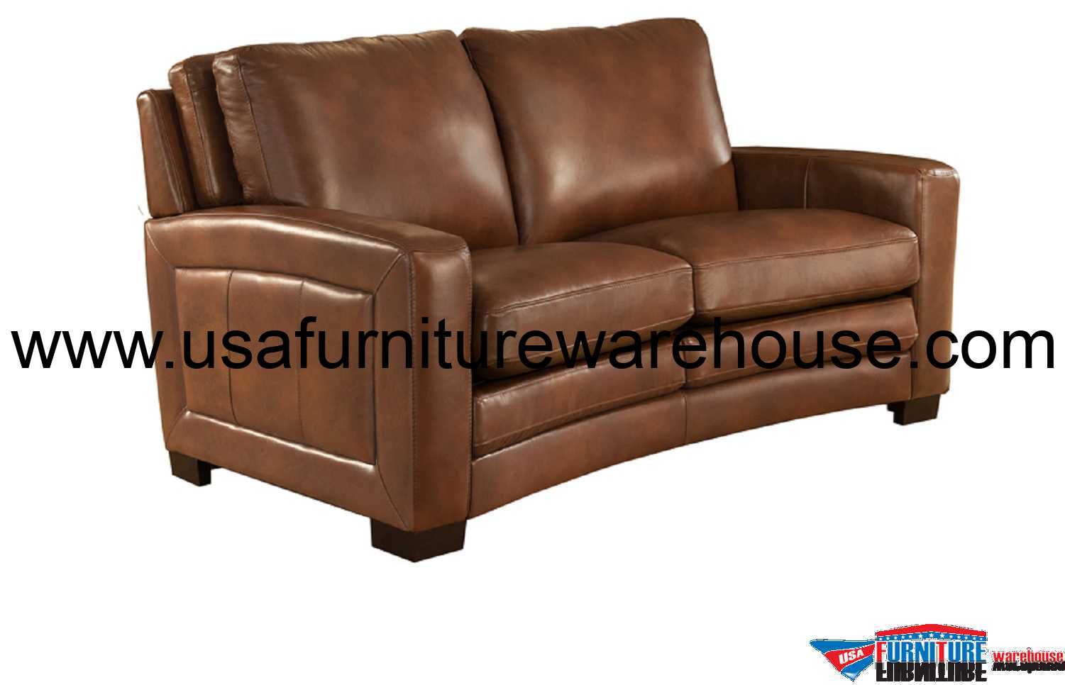 Joanna Full Top Grain Brown Leather Loveseat USA Furniture Warehouse   Joanna Brown Leather Loveseat 