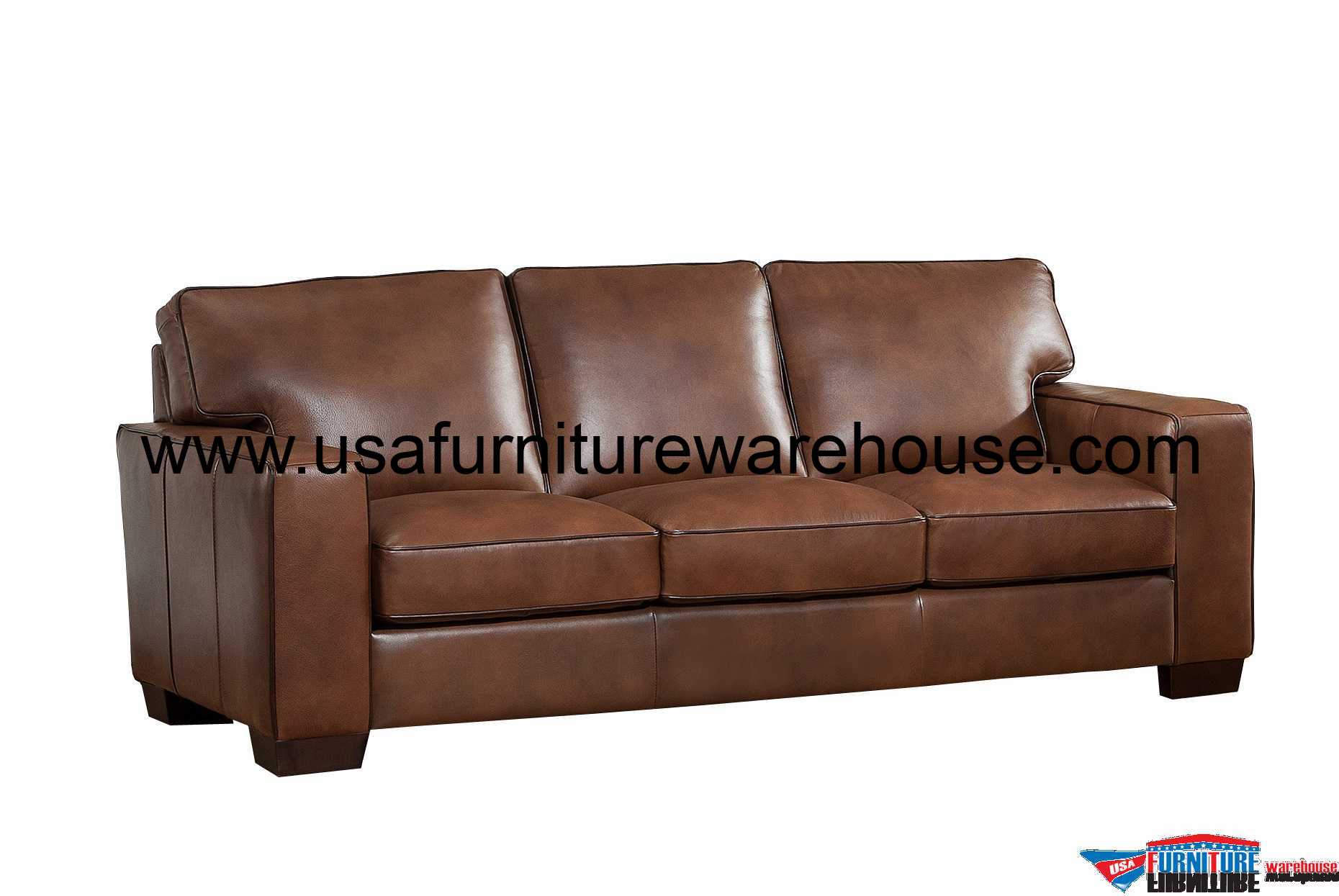 Kimberlly Full Top Grain Brown Leather Sofa
