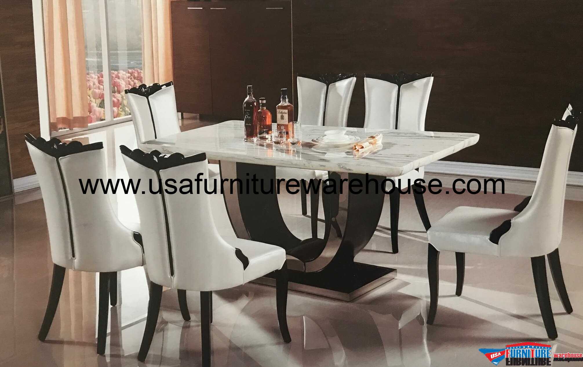 7 Piece Momo Grey Marble Dining Set