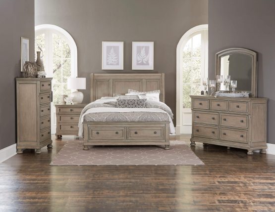 4 Piece South Yorkshire Sleigh Bedroom Set In Brown Cherry - USA ...