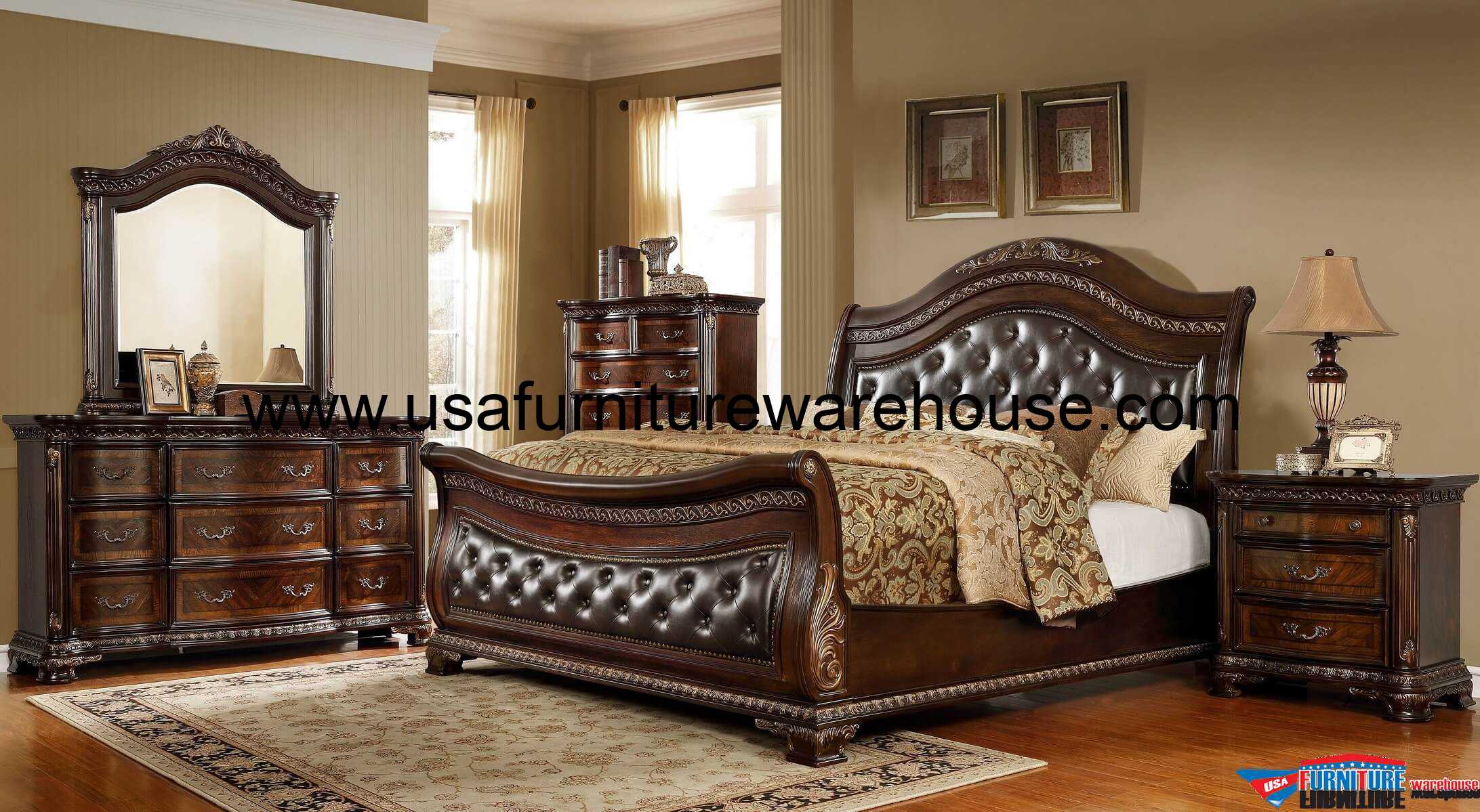 4 Piece Merida B9588 Sleigh Bedroom Set - USA Furniture Warehouse